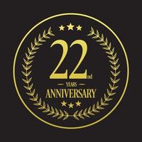 Luxury 22nd anniversary Logo illustration vector.Free vector illustration Free Vector