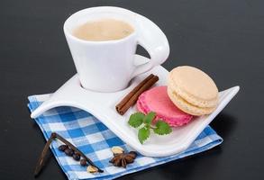 Coffee with macaroons photo