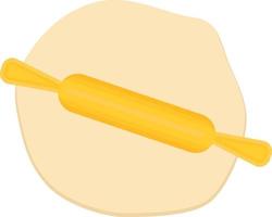 Rolling pin and dough, illustration, vector on a white background.