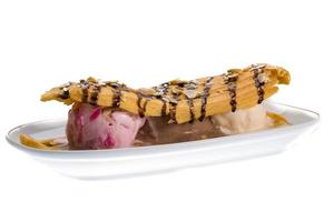 Ice cream with eclair photo