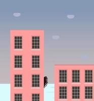Pink buildings, illustration, vector on a white background.