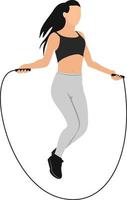 Girl skipping rope, illustration, vector on a white background.