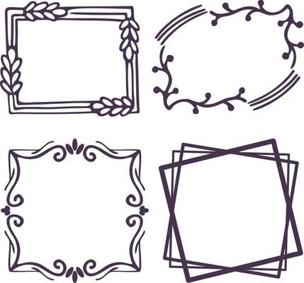 handdrawn doodle frame collection vector. Vintage frame
