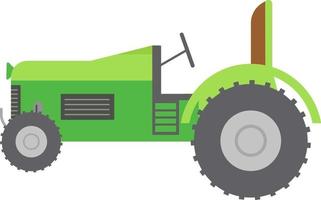 Green tractor, illustration, vector on a white background.