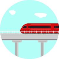 Train on a bridge, illustration, vector on a white background.