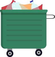 Trash trolley, illustration, vector on a white background.