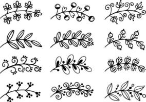 Stripes doodle flower and leaf free hand drawing sketch vector. Simple style vector