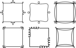 Set of doodle lines hand drawn frames vector illustration