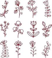 Stripes doodle flower and leaf free hand drawing sketch vector. Simple style vector