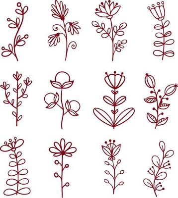 Stripes doodle flower and leaf free hand drawing sketch vector. Simple style
