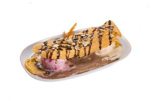 Ice cream with eclair photo