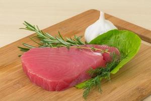 Raw tuna steak photo