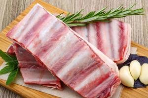 Raw lamb ribs photo
