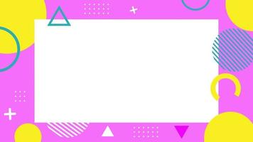 Animated geometric background for text with wide white space. The color composition is magenta, yellow, white and cyan. Can be used for opening in tutorial videos