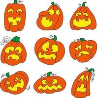 Set pumpkins for Halloween. Vector illustrations.