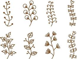 Stripes doodle flower and leaf free hand drawing sketch vector. Simple style vector