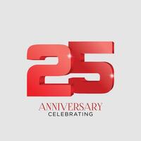 diseño de celebración de aniversario de 25 años rojo vector