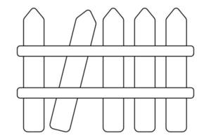 Fence. Wooden fence. Sketch. Thief protection. Horizontal border. Doodle style. vector