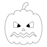 calabaza. expresión facial enojada. bosquejo. símbolo de Halloween. mueca ominosa. Jack-linterna. vector