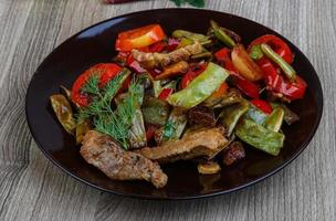 Stir fried pork with vegetables photo