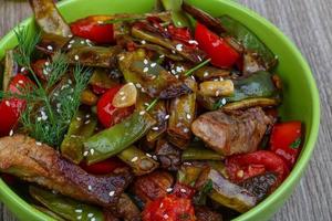 Stir fried pork with vegetables photo