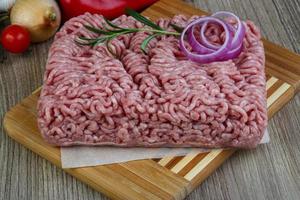 Raw minced pork meat photo