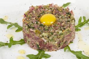 steak tartare with egg photo