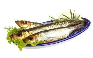 Smoked sprat - appetizing snack photo