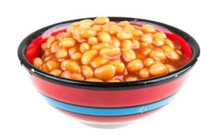 Marinated haricot beans in tomato sauce with shallots on a plate photo