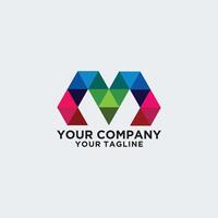 Colorful M letter logo and symbol vector template