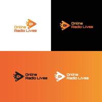 diseño de logotipo en vivo de radio en línea vector