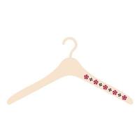 Clothes hanger in flesh color, decorated with red and black flowers, flat vector, isolate on white, single item, concept, logo for clothing store vector