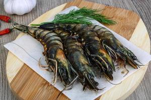 Raw tiger shrimps photo