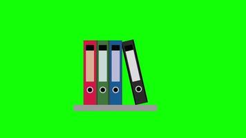Office folder file icon, document. loop animation with alpha channel, green screen. video