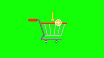 Warenkorb-Symbol, Supermarkt oder Online-Shopping-Trolley hinzufügen. Schleifenanimation mit Alphakanal. video