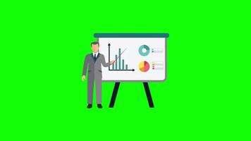 businessman Presentation Chart board icon, Professional Business growth chart . loop animation with alpha channel, green screen. video