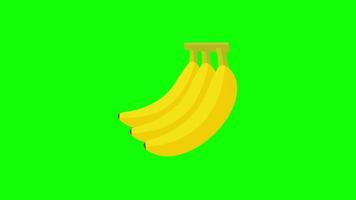 Banana icon, Animated Fruit icons. Banana cartoon animation. loop animation with alpha channel, green screen. video