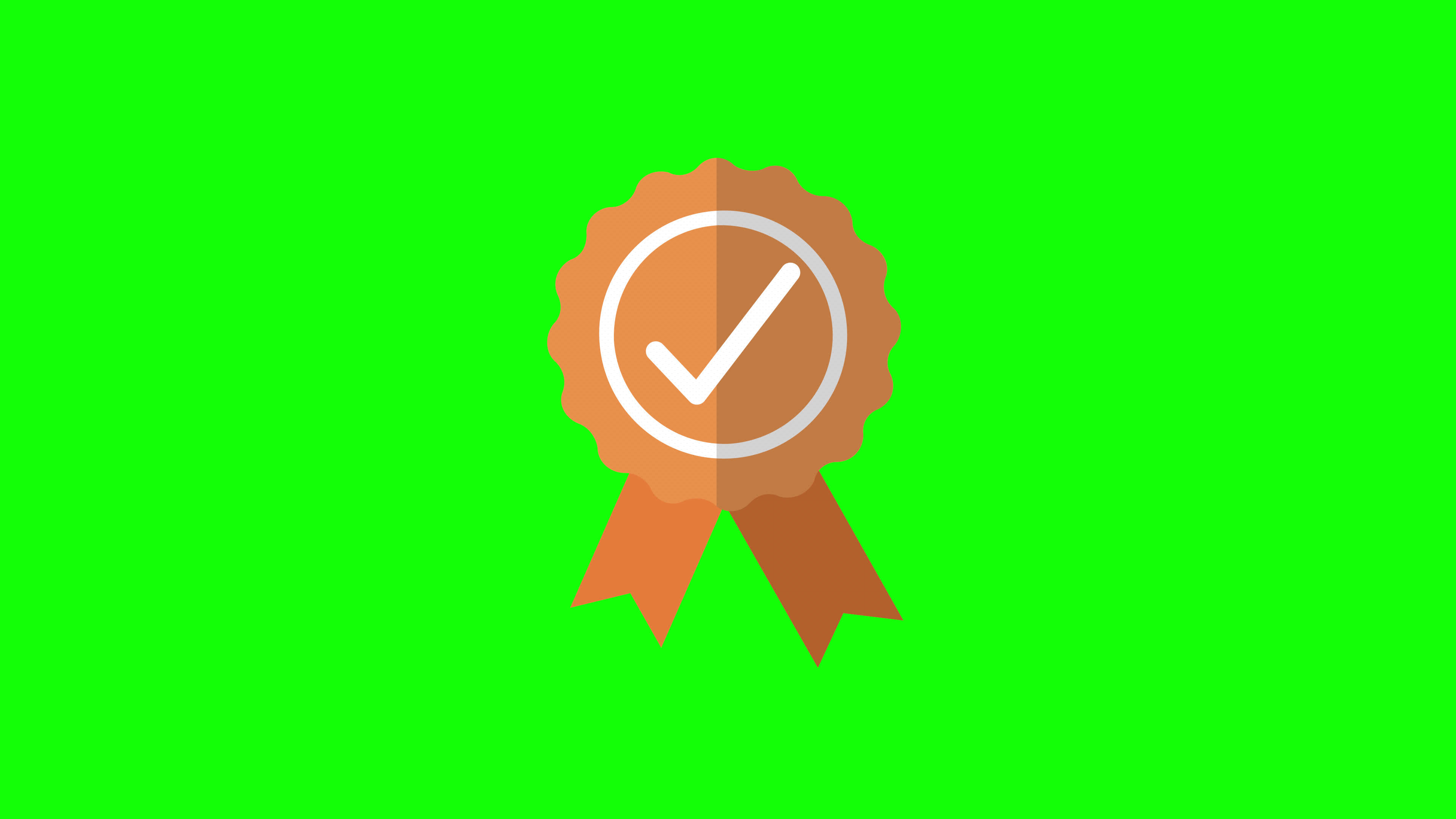 Animated medal batch with ribbon, award medal with ribbon, Icon Sign of