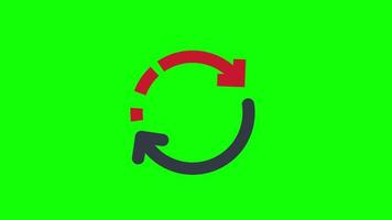 Symbol aktualisieren, Symbol neu laden. Rotationspfeile in einem Kreiszeichen, Schleifenanimation mit Alphakanal, grüner Bildschirm. video