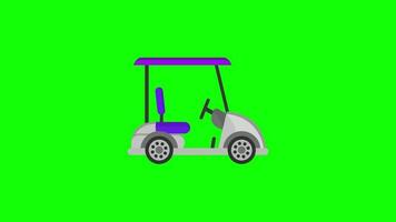 Golf Cart car icon Animation. Vehicle loop animation with alpha channel, green screen. video