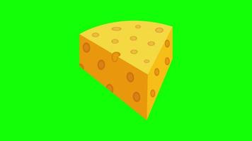 icono de pieza de queso, animación en bucle con canal alfa, pantalla verde. video