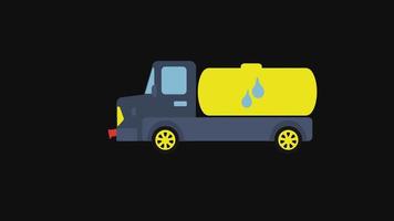 animación del icono del coche portador de agua. animación de bucle de vehículo con canal alfa, pantalla verde. video