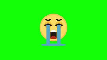 icône emoji qui pleure, émoticône avec larmes, expression faciale, animation en boucle avec canal alpha.