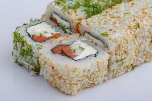 California roll on white background photo