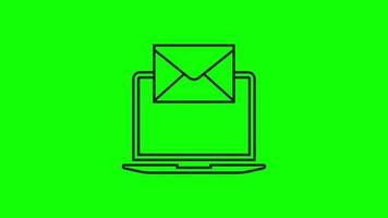 animación de icono de correo electrónico. animación de bucle de sobre de correo electrónico con canal alfa, pantalla verde. video