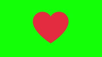 animación de icono emergente de amor rojo o corazón. concepto de latido del corazón para el día de san valentín y el día de la madre. amor y sentimientos. animación en bucle con canal alfa, pantalla verde. video