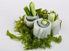 Squid sashimi on white background photo