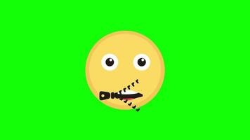 Animación de icono de emoji mudo. animación en bucle con canal alfa, pantalla verde. video
