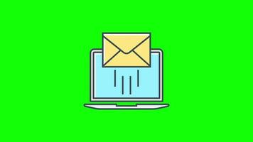 e-mail icoon animatie. e-mail envelop lus animatie met alpha kanaal, groen scherm. video