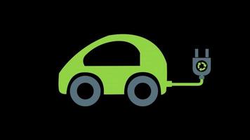 Öko-Auto-Icon-Animation. Fahrzeugschleifenanimation mit Alphakanal, grüner Bildschirm. video